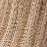 Hair topper with straight, mixed light-brown strands
