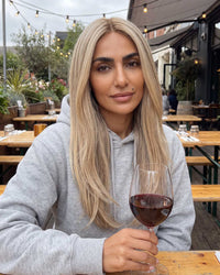 Silk lace hair topper with long light blonde straight hair and natural-looking finish