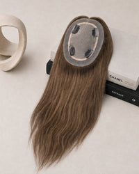 Silk lace topper base with light lace mesh and long straight hair extension piece