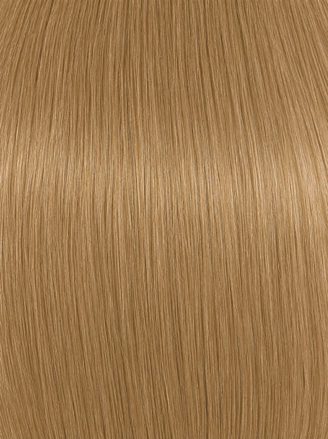 Hair integration topper with smooth, light golden blonde strands
