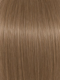 Hair integration topper with smooth, warm brown strands and subtle lighter tones