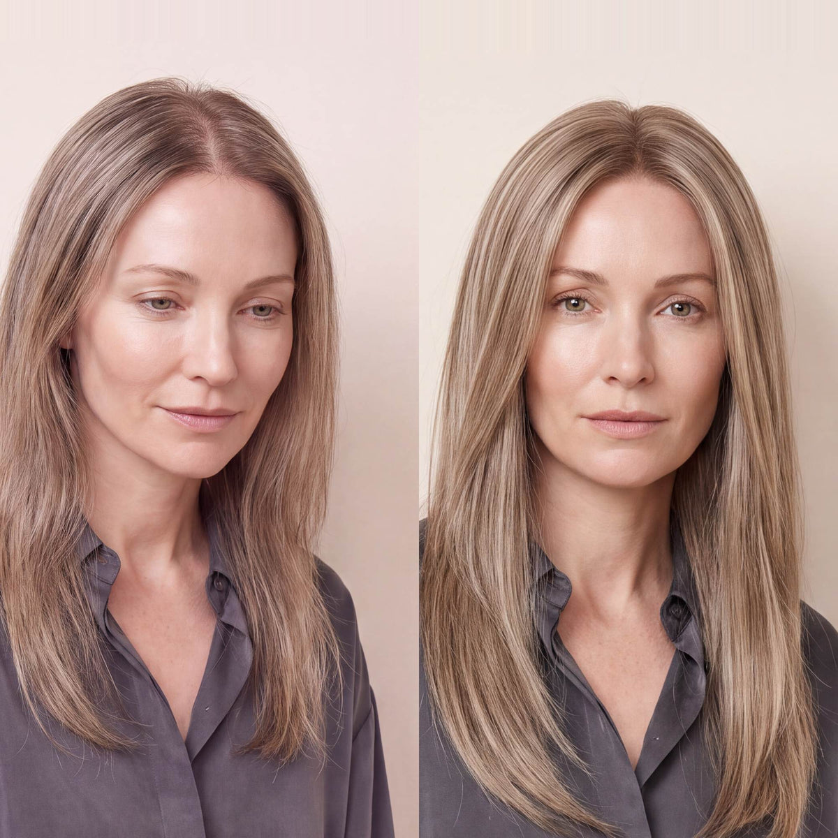 5.5"x 6" silk base Topper, shade 8001 — before and after