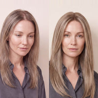 5.5"x 6" silk base Topper, shade 8001 — before and after