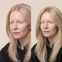 5.5"x 6" silk base Topper, shade 8D/66 — before and after