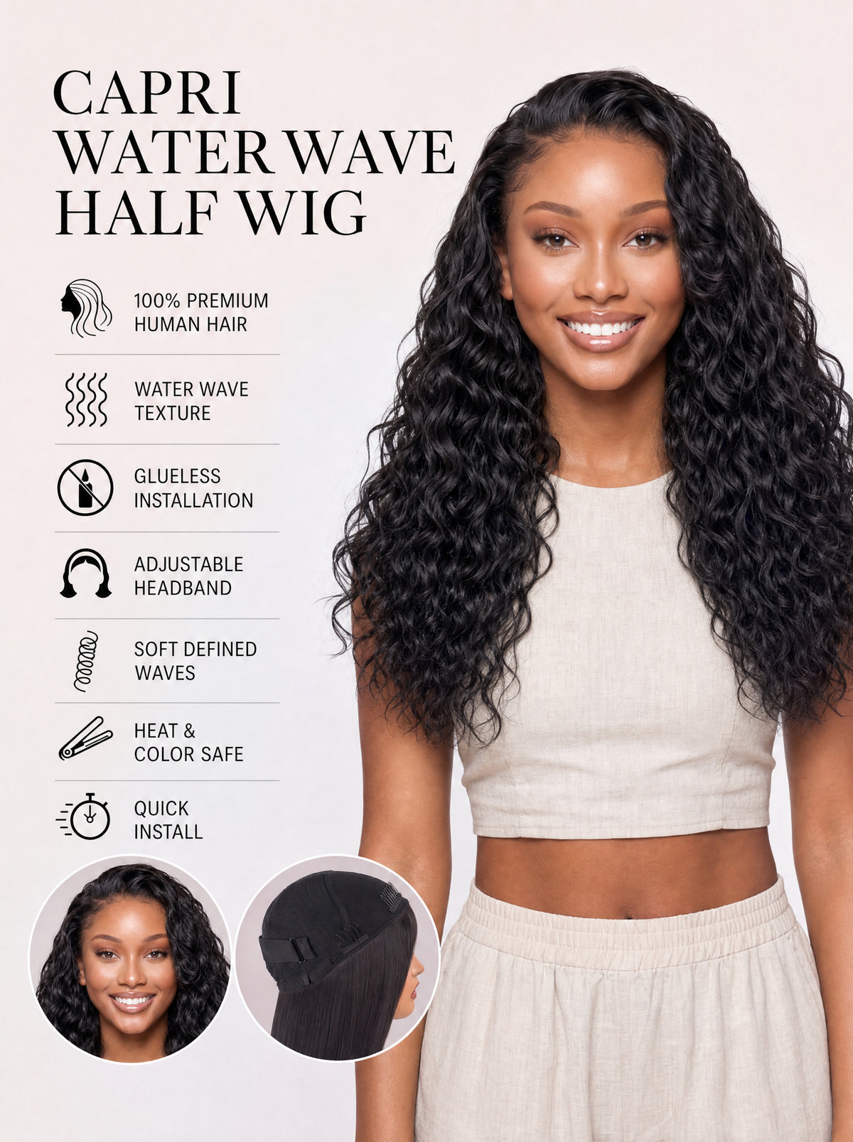 Capri Water Wave Half Wig