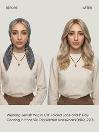 JW23 Silk Top Folded Lace Front Chinese Remy Hair Jewish Wig