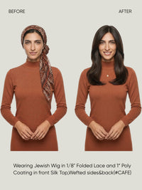 JW23 Silk Top Folded Lace Front Chinese Remy Hair Jewish Wig