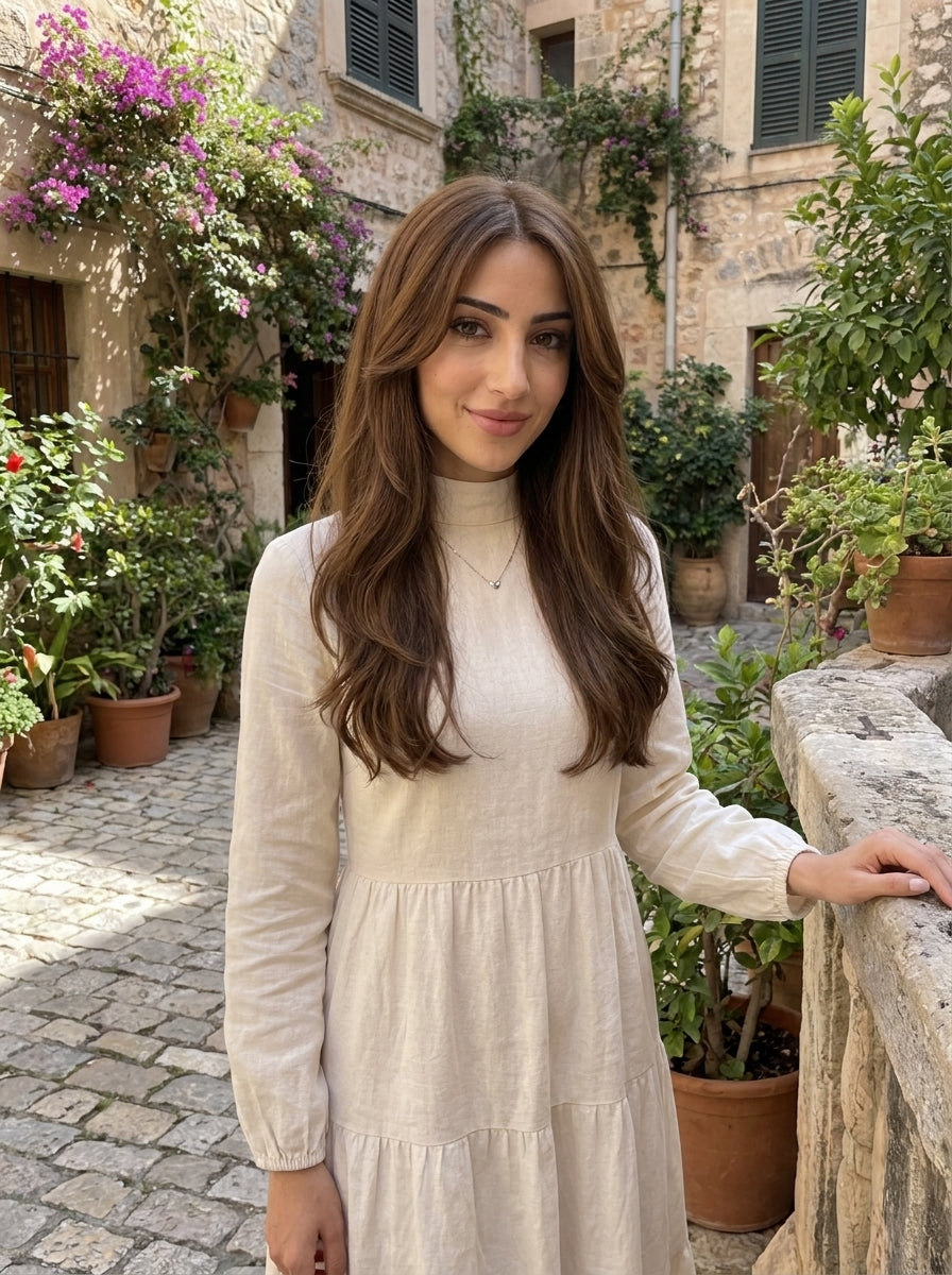4x4 Silk Top with Flower Net Cover and Wefted Sides & Back Sheitel Jewish Wig