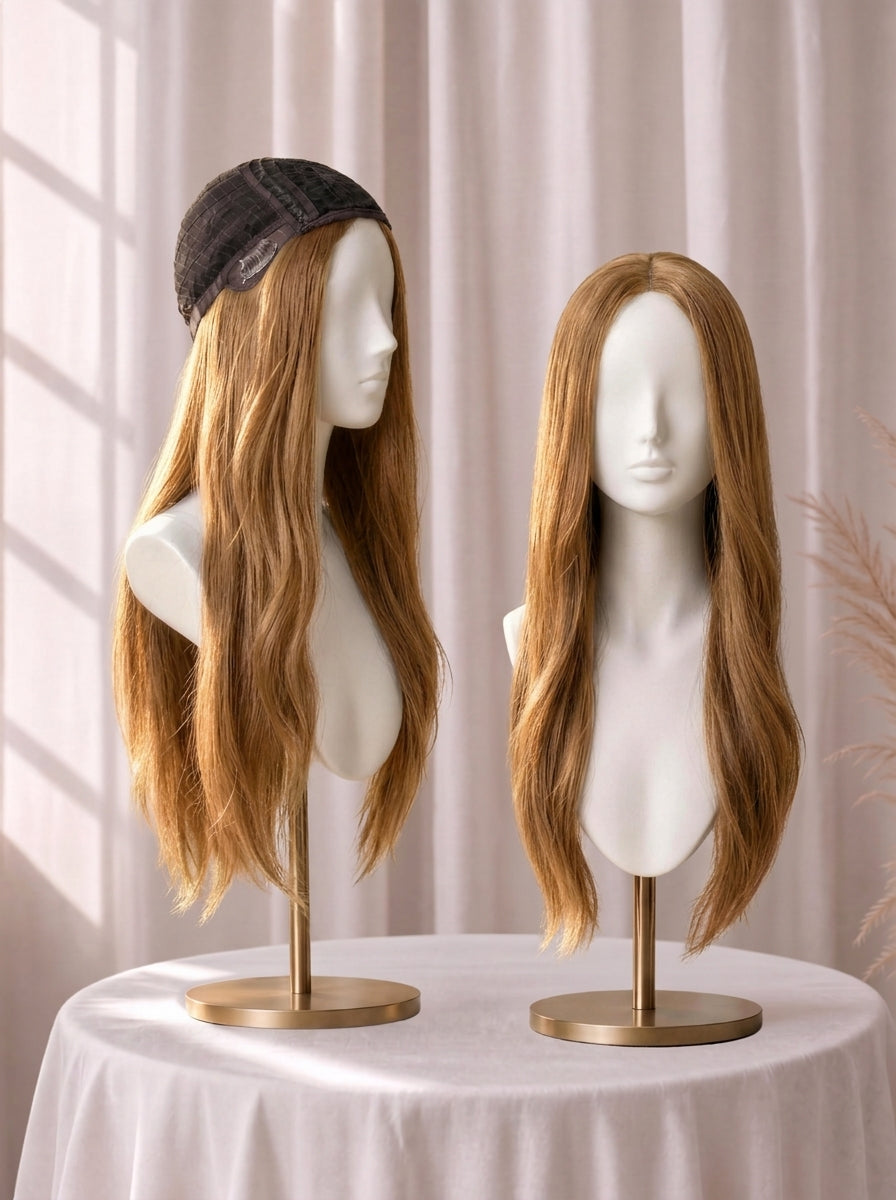 4x4 Silk Top with Flower Net Cover and Wefted Sides & Back Sheitel Jewish Wig