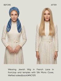 French Lace in Front, Top & Mono Cover with Wefted Sides & Back Jewish Wig