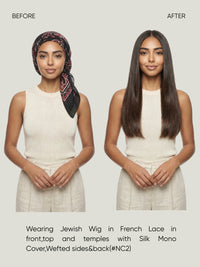 French Lace in Front, Top & Mono Cover with Wefted Sides & Back Jewish Wig