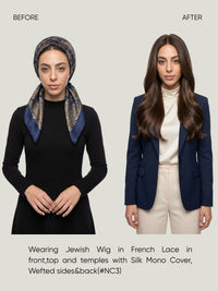 French Lace in Front, Top & Mono Cover with Wefted Sides & Back Jewish Wig