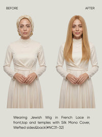 French Lace in Front, Top & Mono Cover with Wefted Sides & Back Jewish Wig