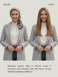 French Lace in Front, Top & Mono Cover with Wefted Sides & Back Jewish Wig