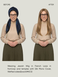 French Lace in Front, Top & Mono Cover with Wefted Sides & Back Jewish Wig