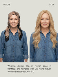 French Lace in Front, Top & Mono Cover with Wefted Sides & Back Jewish Wig