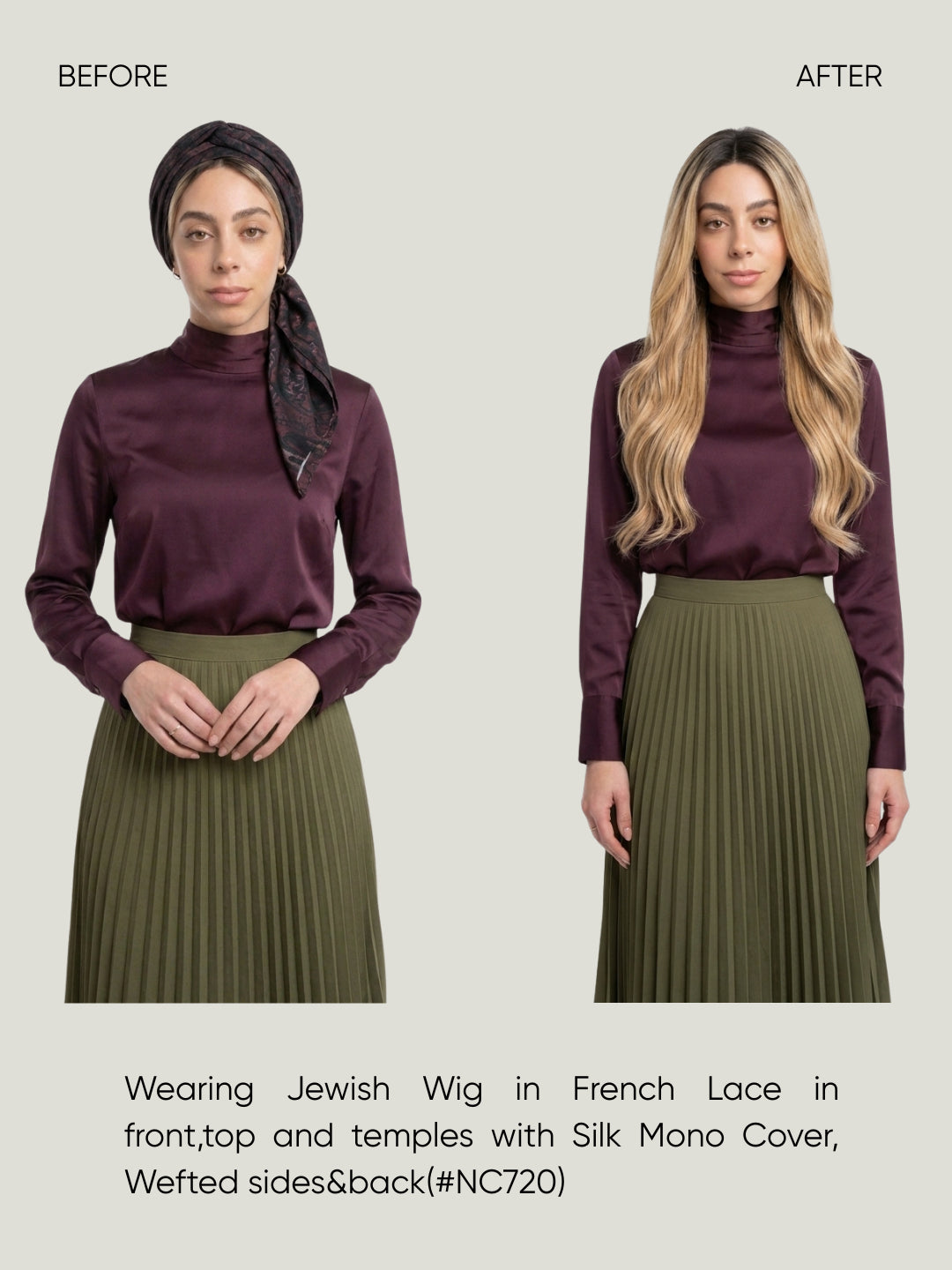 French Lace in Front, Top & Mono Cover with Wefted Sides & Back Jewish Wig