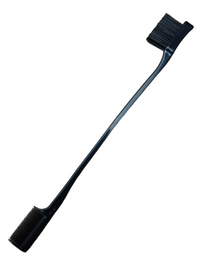 Edge brush with dark handle and black bristles, double-ended design