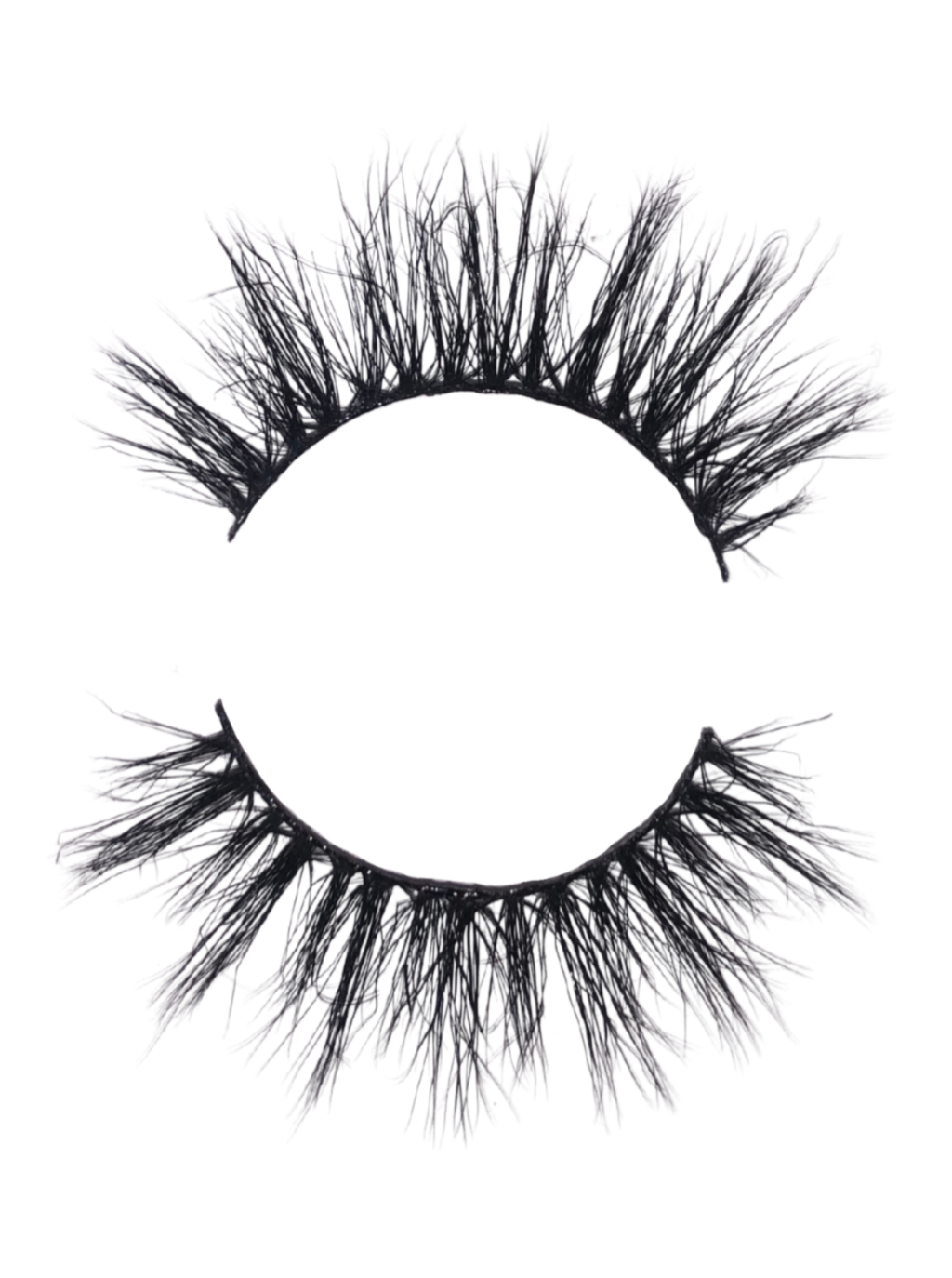 False eyelash strip with thick curled black wisps