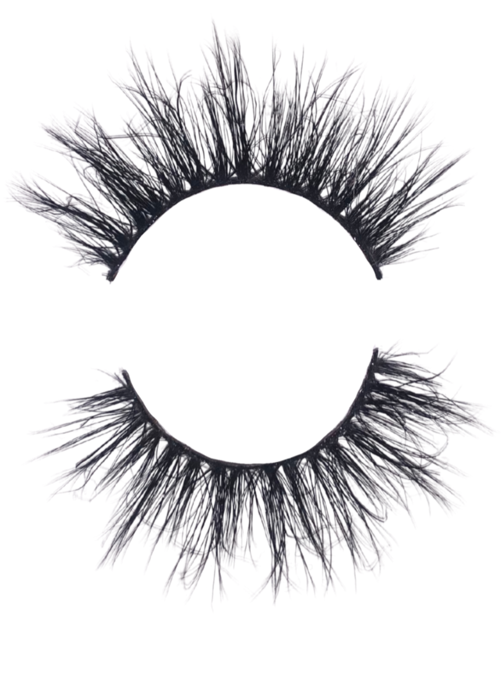 Kennedy Lashes false strip lashes with black wispy fibers and curved band