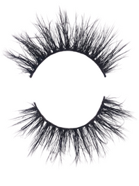Kennedy Lashes false strip lashes with black wispy fibers and curved band