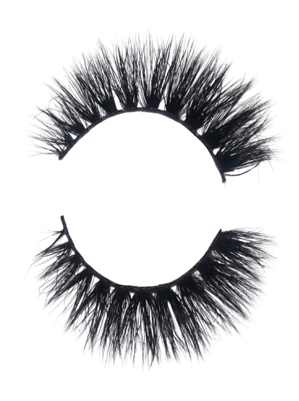 False eyelash strip with full dark wispy lashes