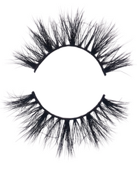 False eyelash with long wispy black lashes on a curved band