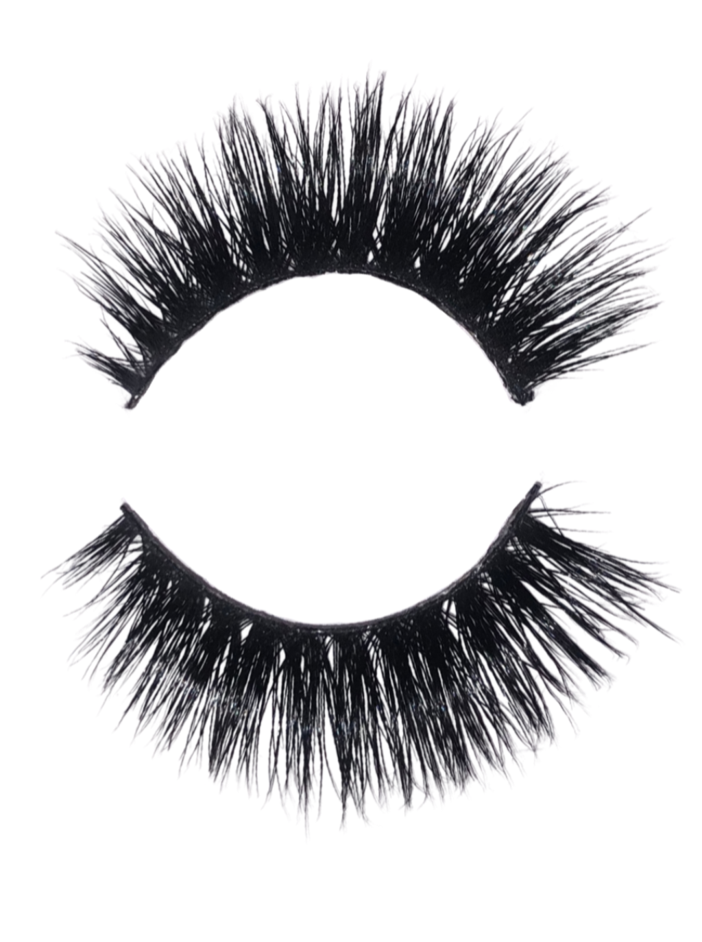 Kay Lashes black false lash strip with full wispy fibers on a thin band
