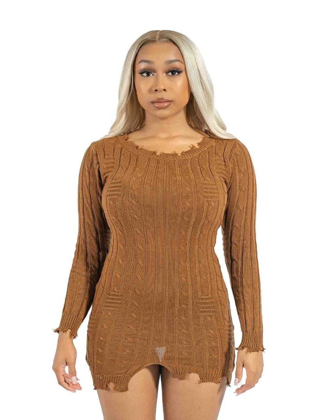 Comfy Brown Sweater Dress