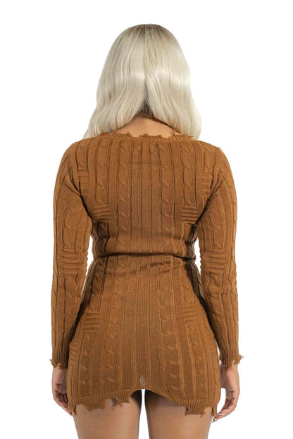 Comfy Brown Sweater Dress
