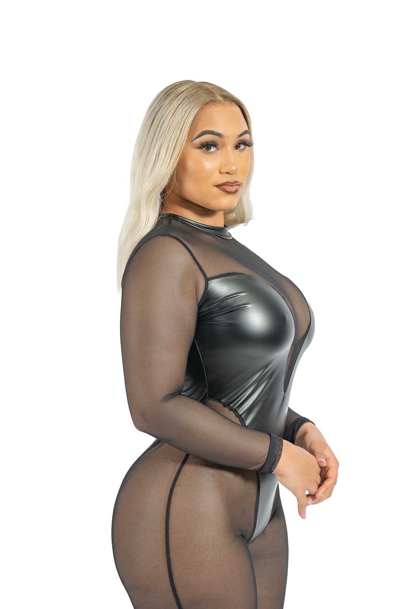 Sheer Leather Body Suit