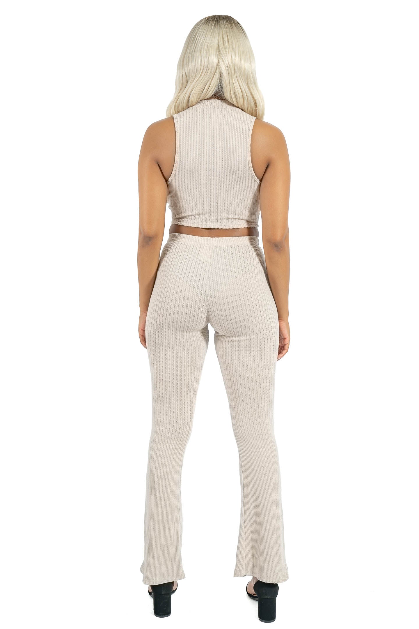 Beige Crop Top &amp; Pant Set