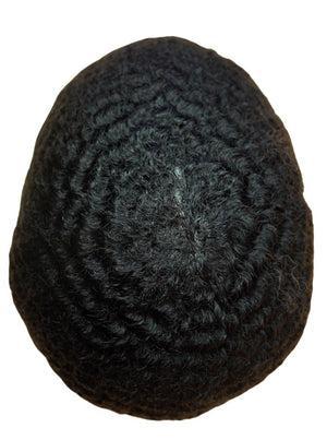 V-loop 4mm 100% Human Hair Men's Toupee Natural Black