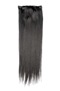 Long straight black hair extensions, single weft panel